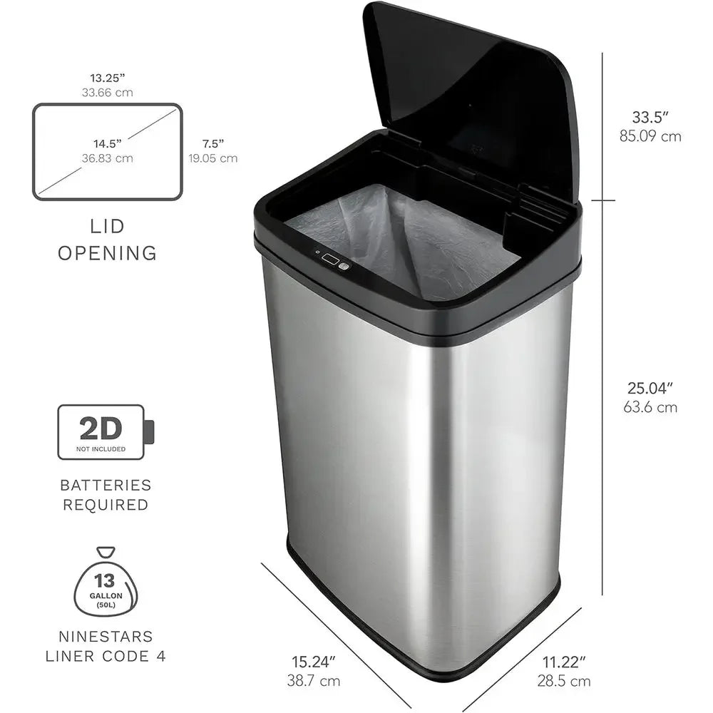 13 Gallon Touchless Motion Sensor Trash Bin