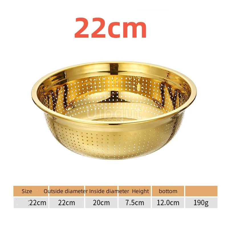 Round Golden Stainless Steel Colander