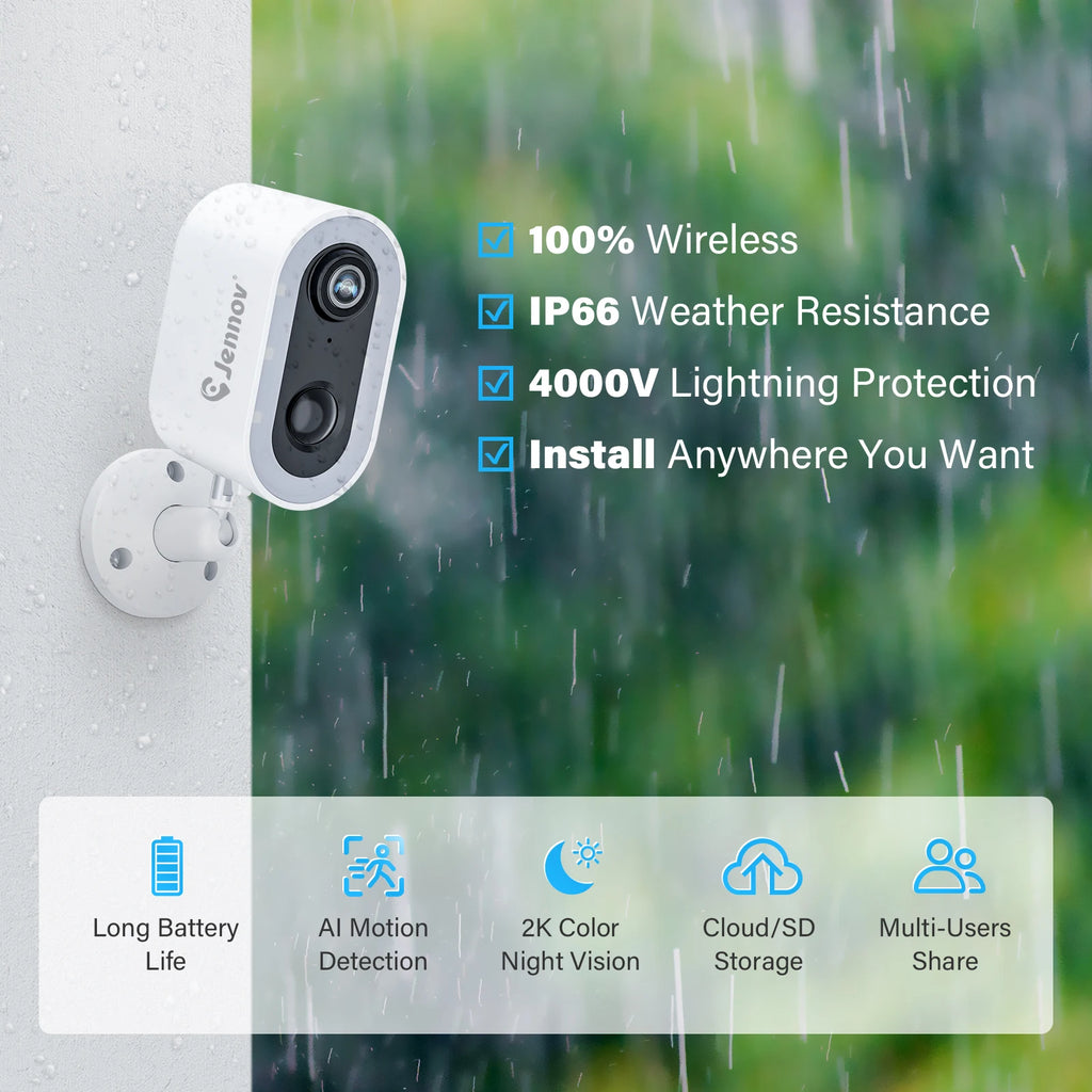 Security Camera WiFi Battery Powered, Two-Way Talk