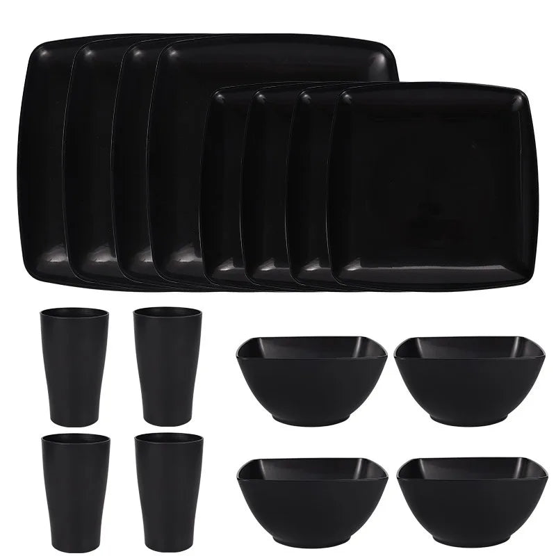 16/32Pcs Plastic Dinnerware Set