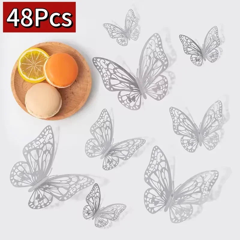 12/48Pcs 3D Butterfly  Wall Sticker