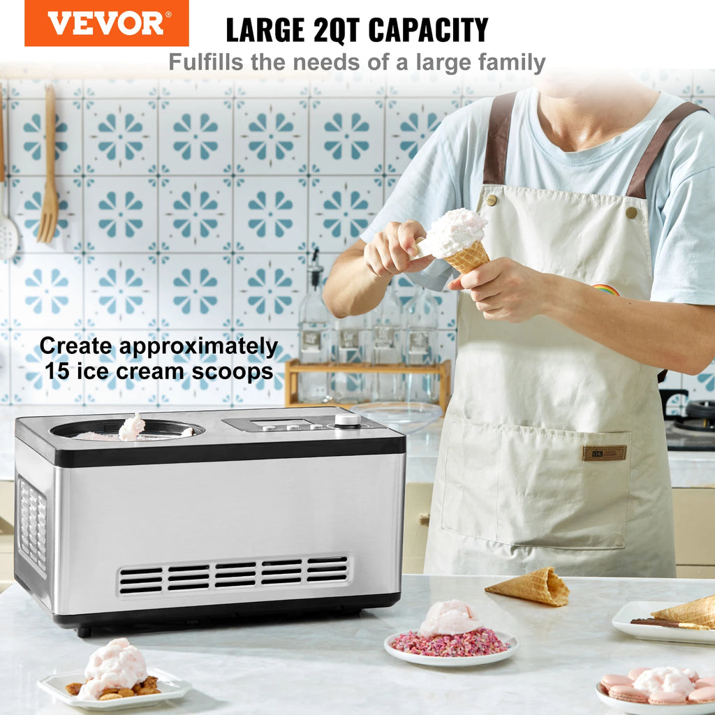 Ice Cream Maker  2 Quart No Pre-freezing
