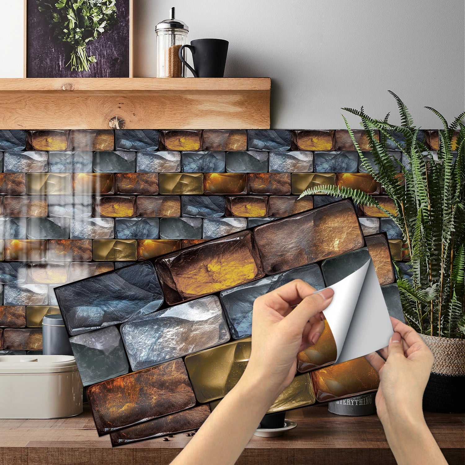 Vintage Faux Wall Tile Self-Adhesive Decal