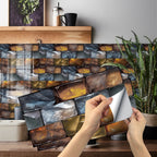 Vintage Faux Wall Tile Self-Adhesive Decal