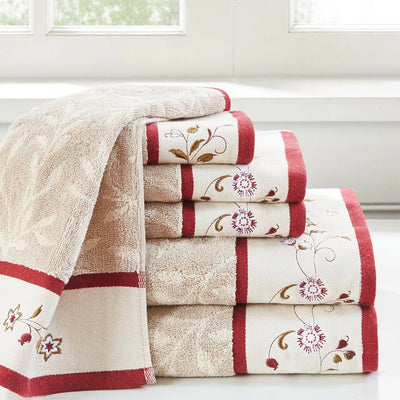 Embroidered Cotton  6 Piece Towel Set