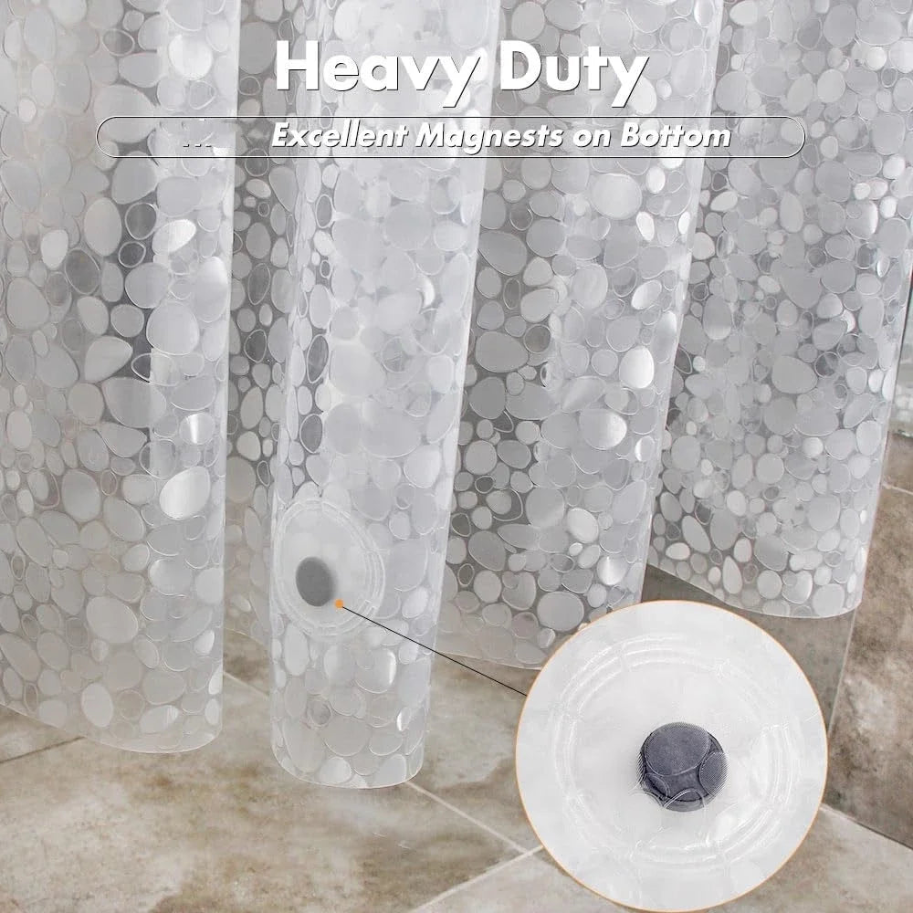1pc Pebble Pattern, Clear Shower Curtain