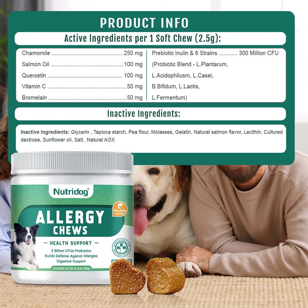 Dog Anti-Allergy Soft  Chews  120 PCS/Bottle