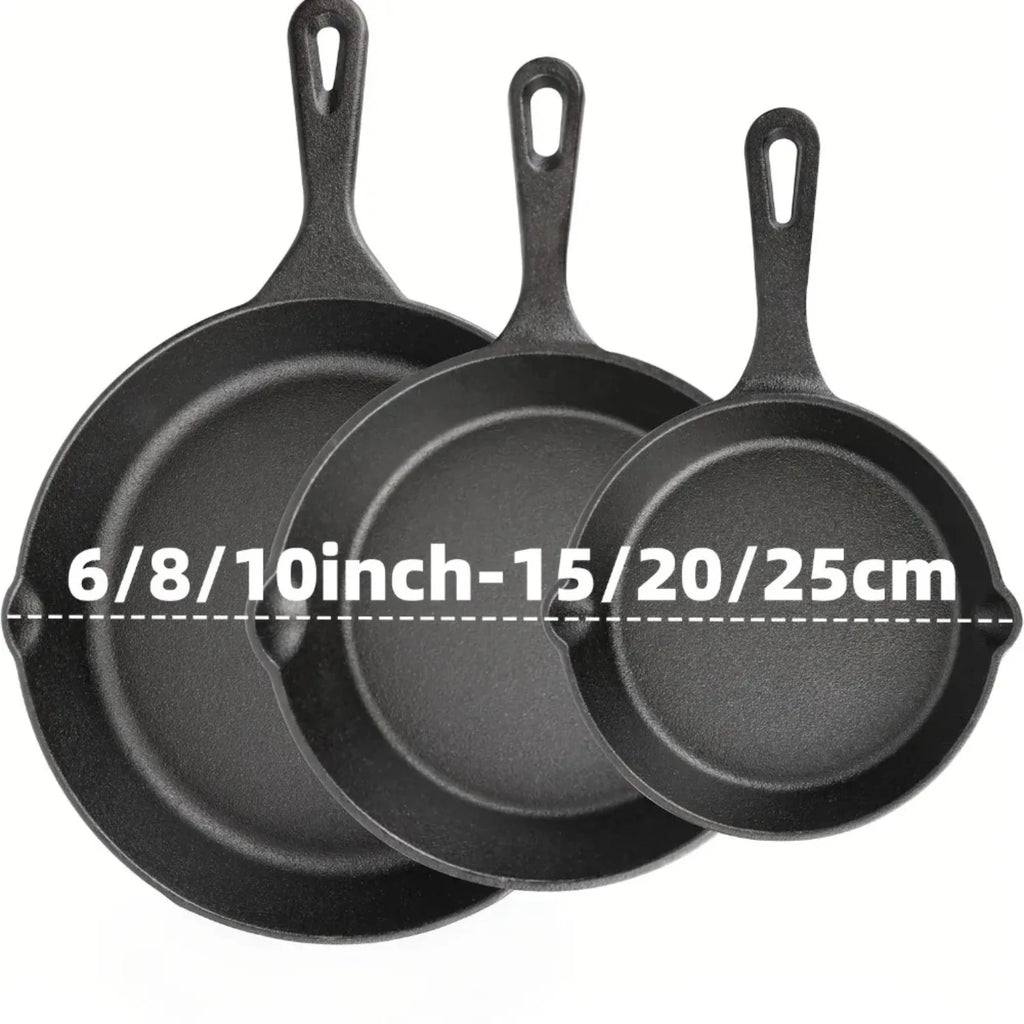 3PCS Pre-Seasoned  Iron Skillet Set