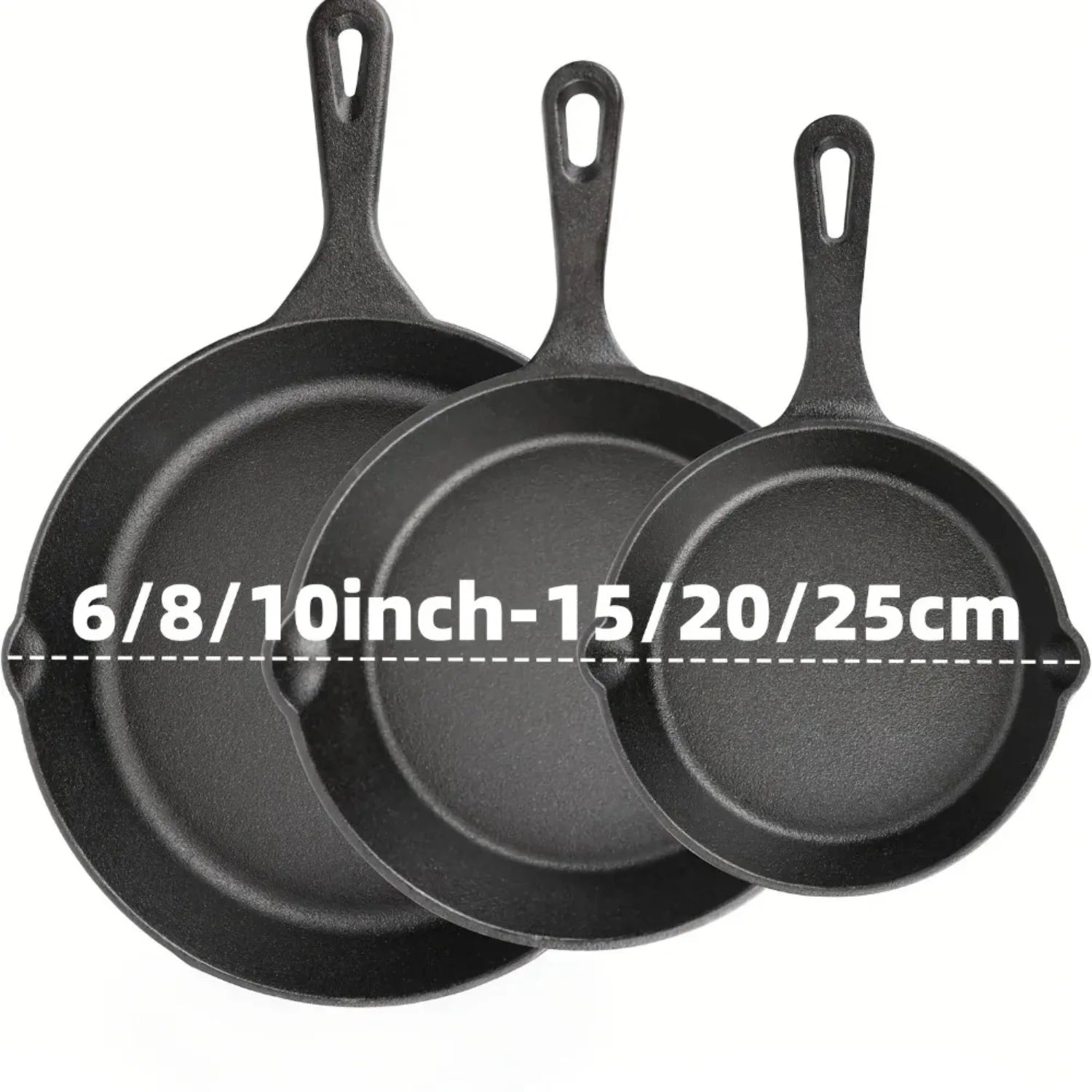 3PCS Pre-Seasoned  Iron Skillet Set