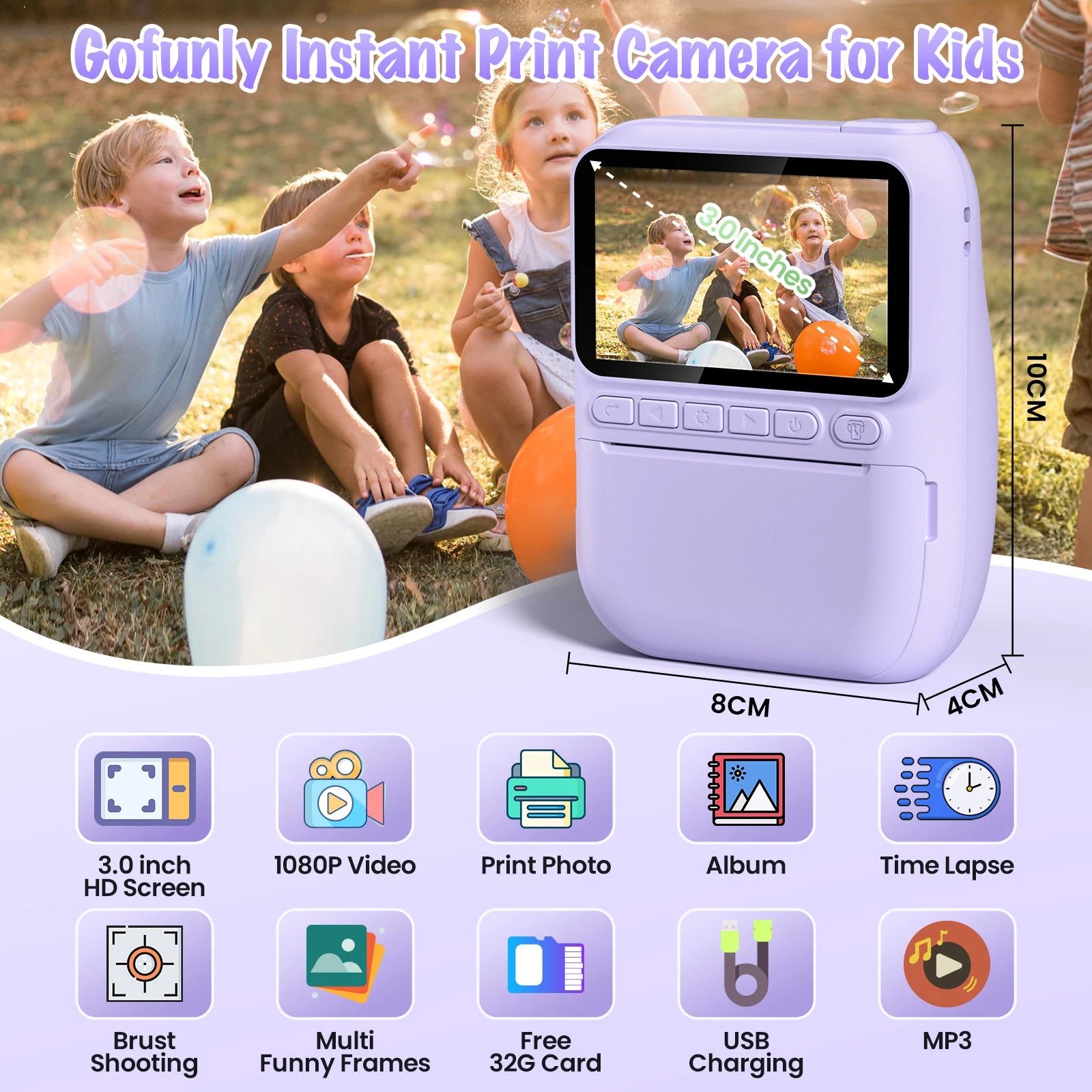 Kids Digital Camera, Portable/ Instant Print