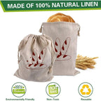 Linen Bread Reusable Drawstring Bag