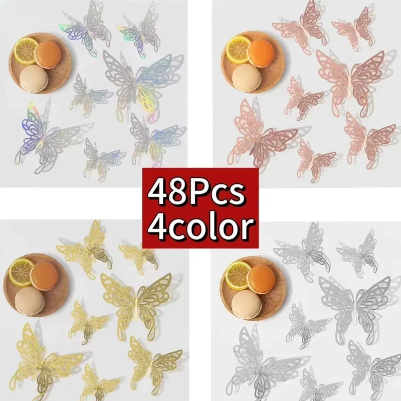12/48Pcs 3D Butterfly  Wall Sticker