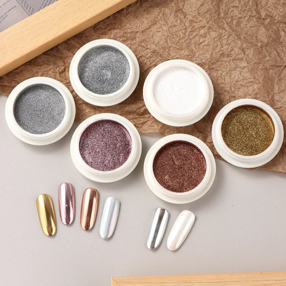 6pcs Chrome Mirror Nail Powder