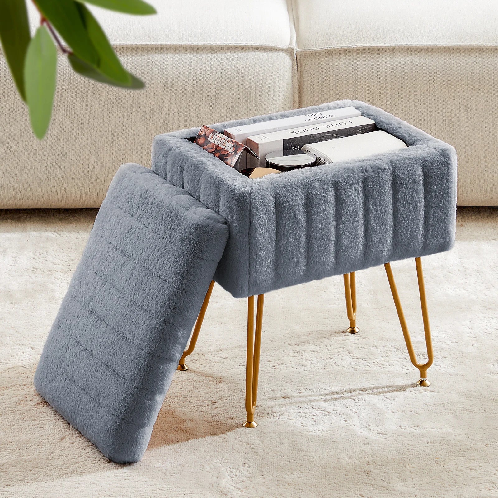 Faux Fur Storage Stools