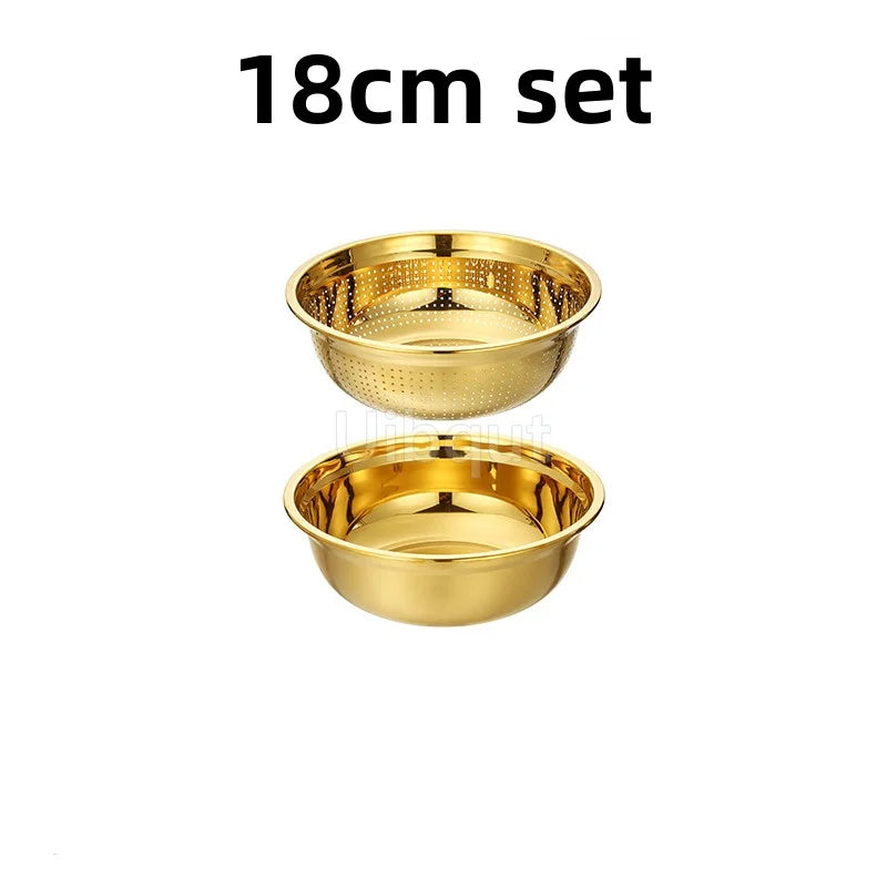 Round Golden Stainless Steel Colander