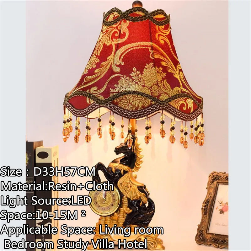 European Clock Peacock Lamp