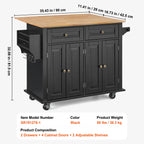 43" Kitchen Island Cart