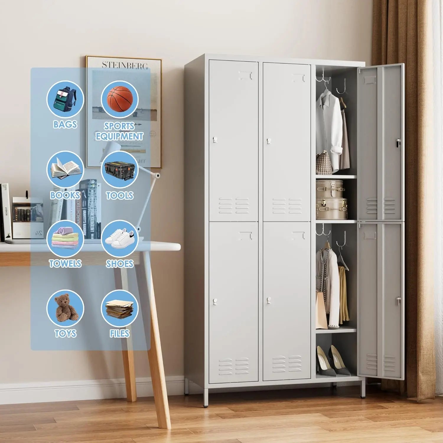6 Metal Employee Storage Cabinets