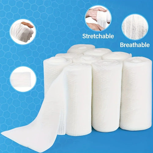 10 Rolls Breathable Gauze Bandage Rolls