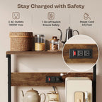 Kitchen Bakers Rack with Power Outlet Brown