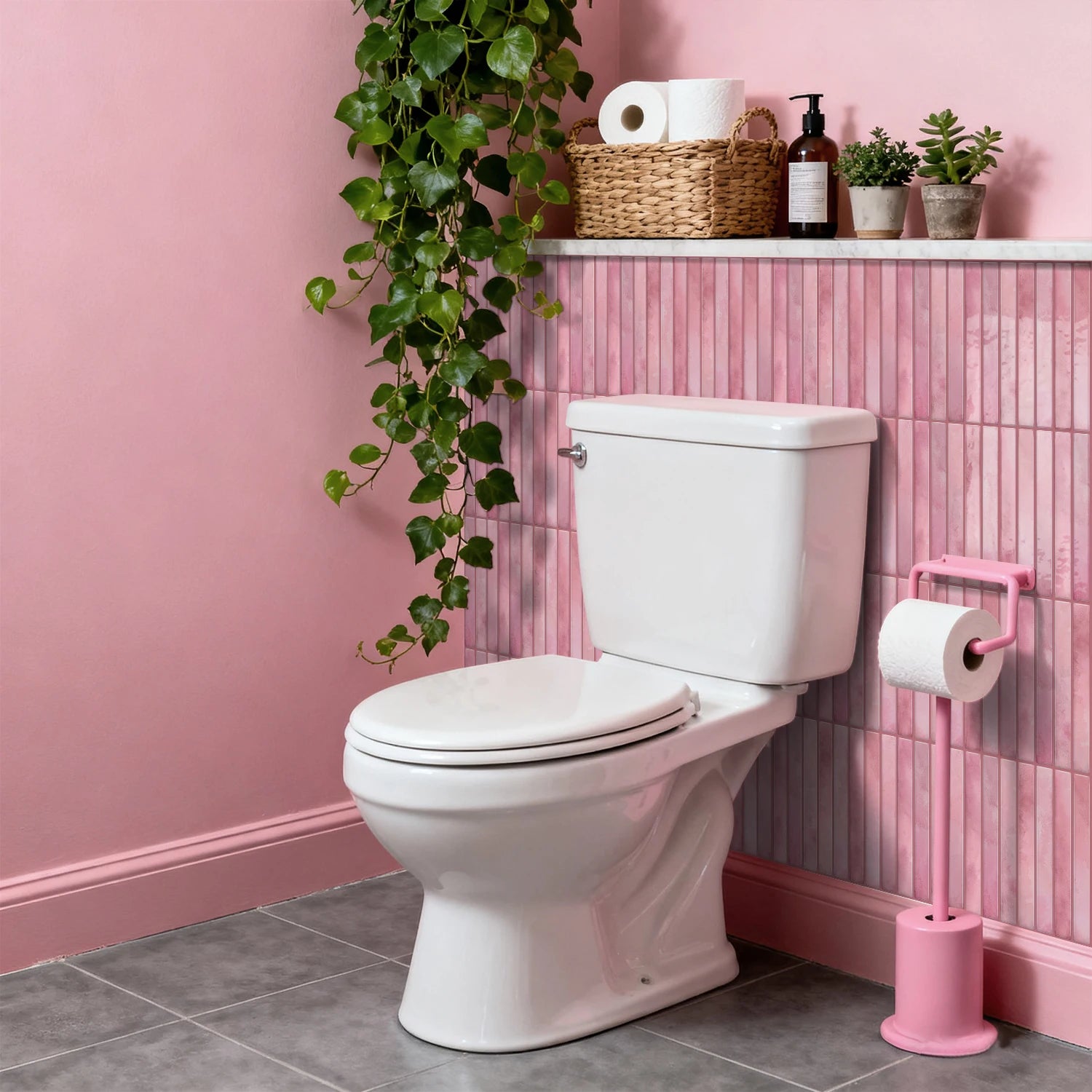 Self adhesive pink wall tiles