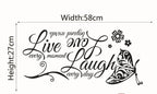 Live, Laugh, Love, Butterfly, Flower, Wall Art Sticker