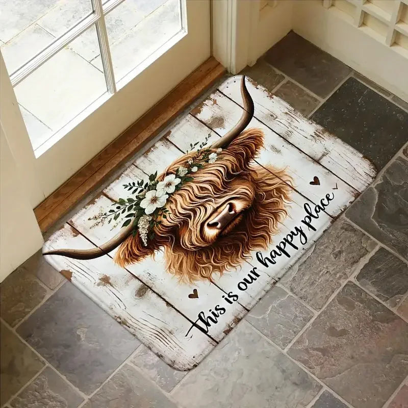 Highland Cow Pattern Door Mat