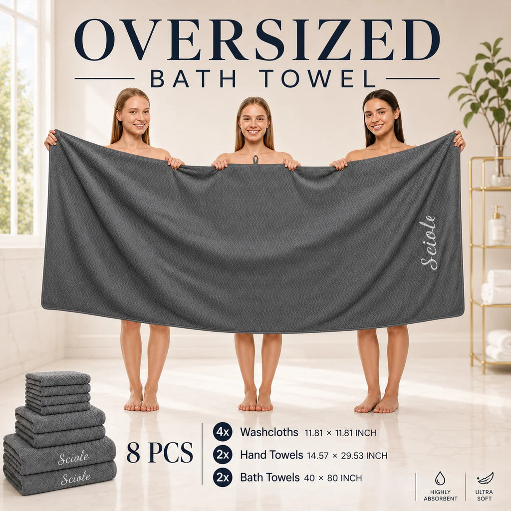80in*40in/ 8pc. Microfiber Towel Set