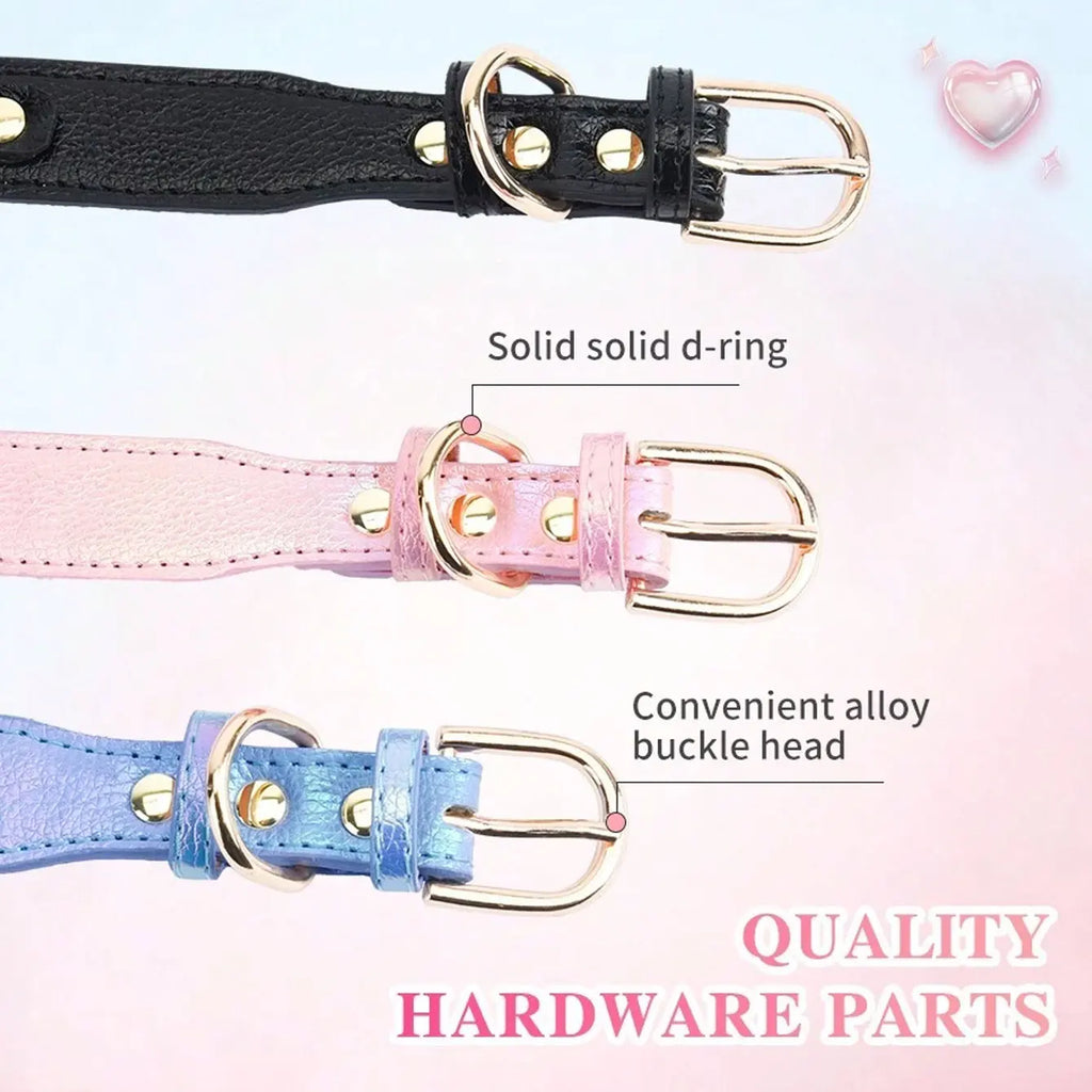 Leather Pet Collar, 8-15''Neck