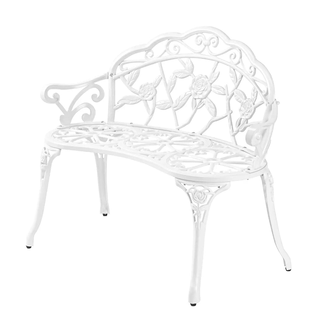 Outdoor Metal Rose Bench, 2-Person