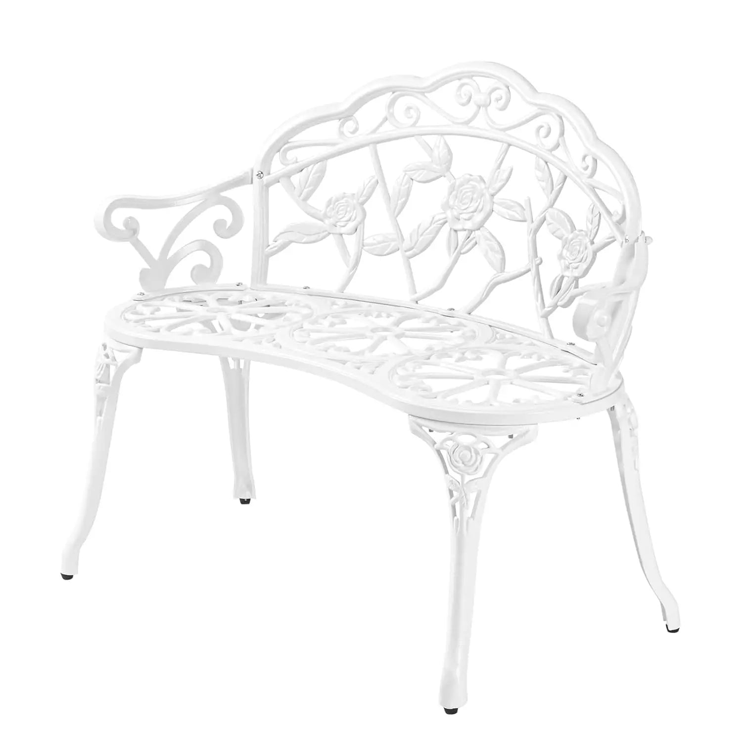 Outdoor Metal Rose Bench, 2-Person