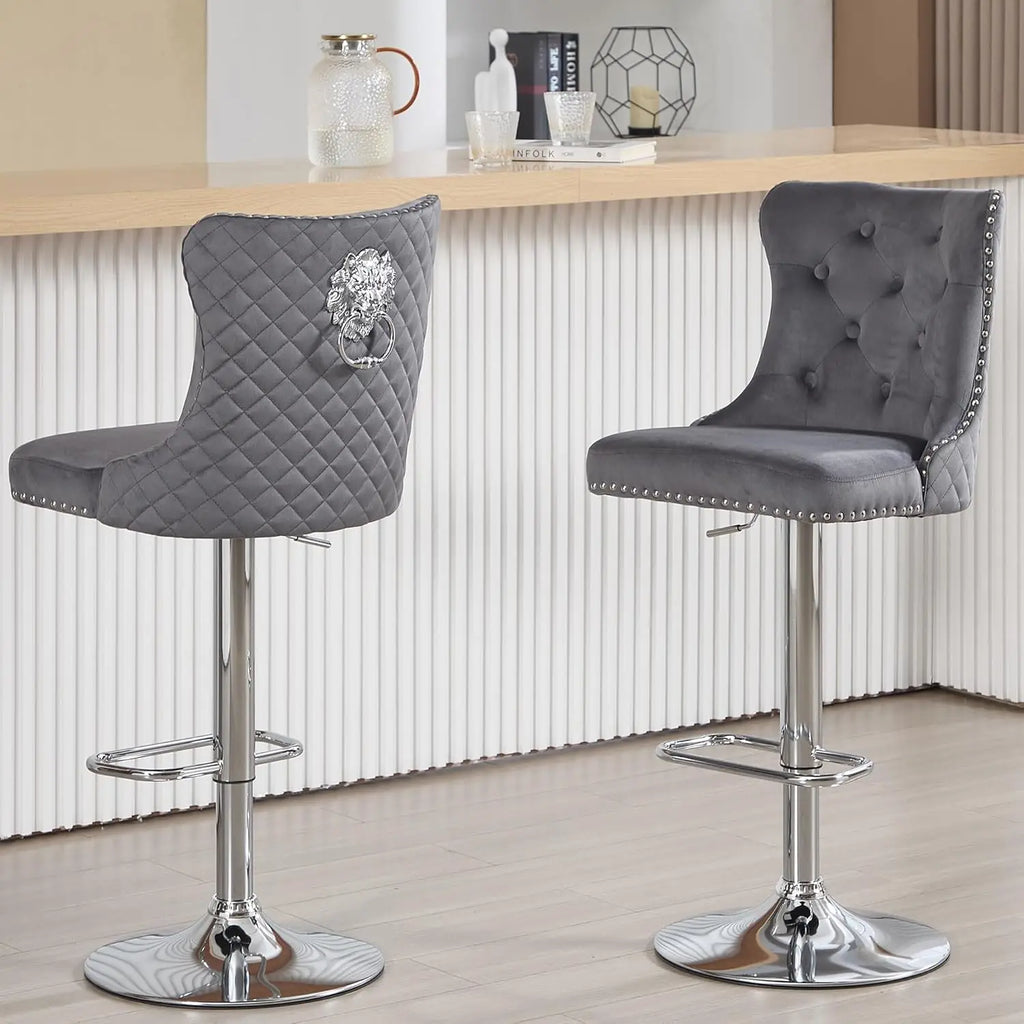 Set of 2 Swivel Chairs with Lion
