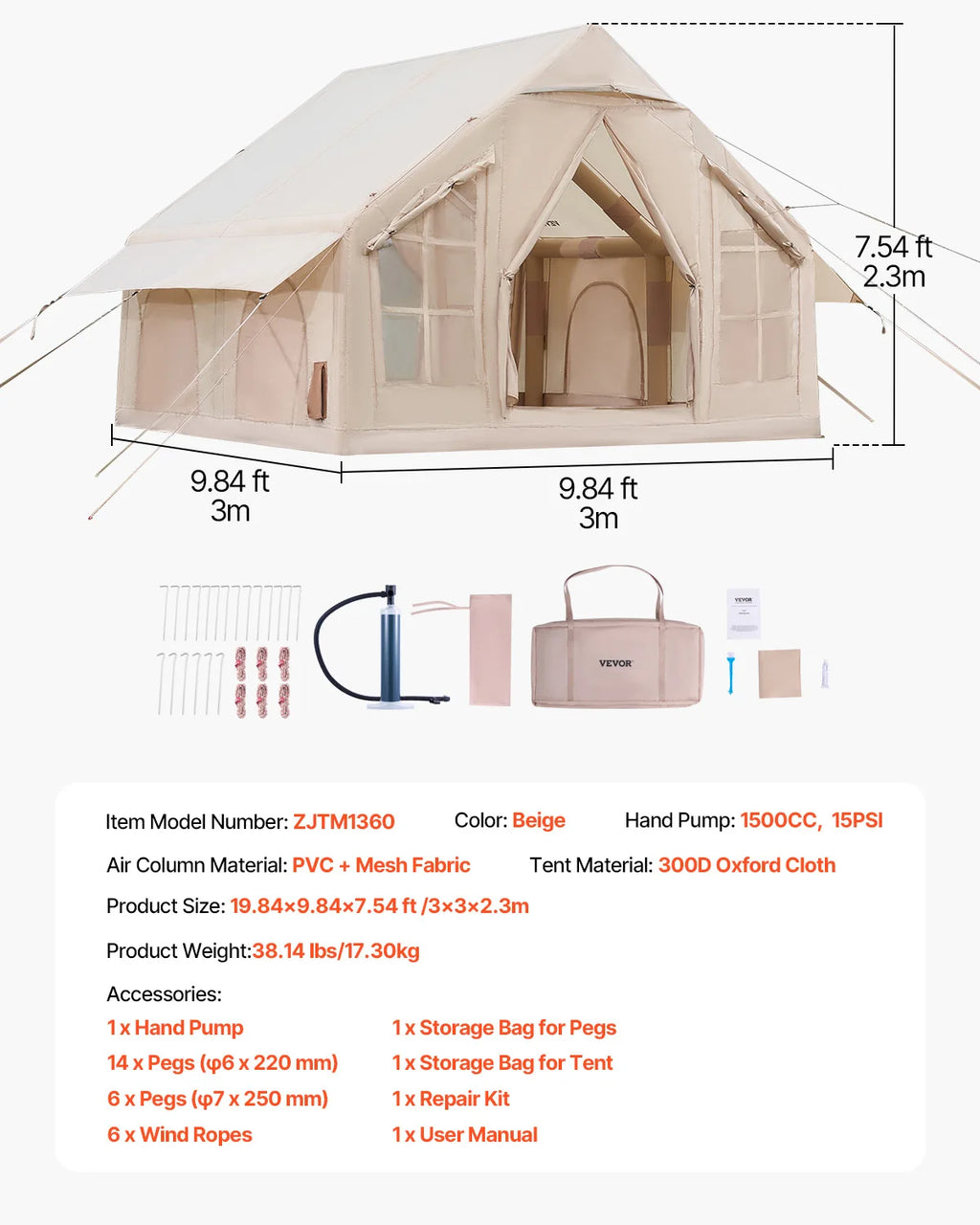 Inflatable Tents with Hand Pump