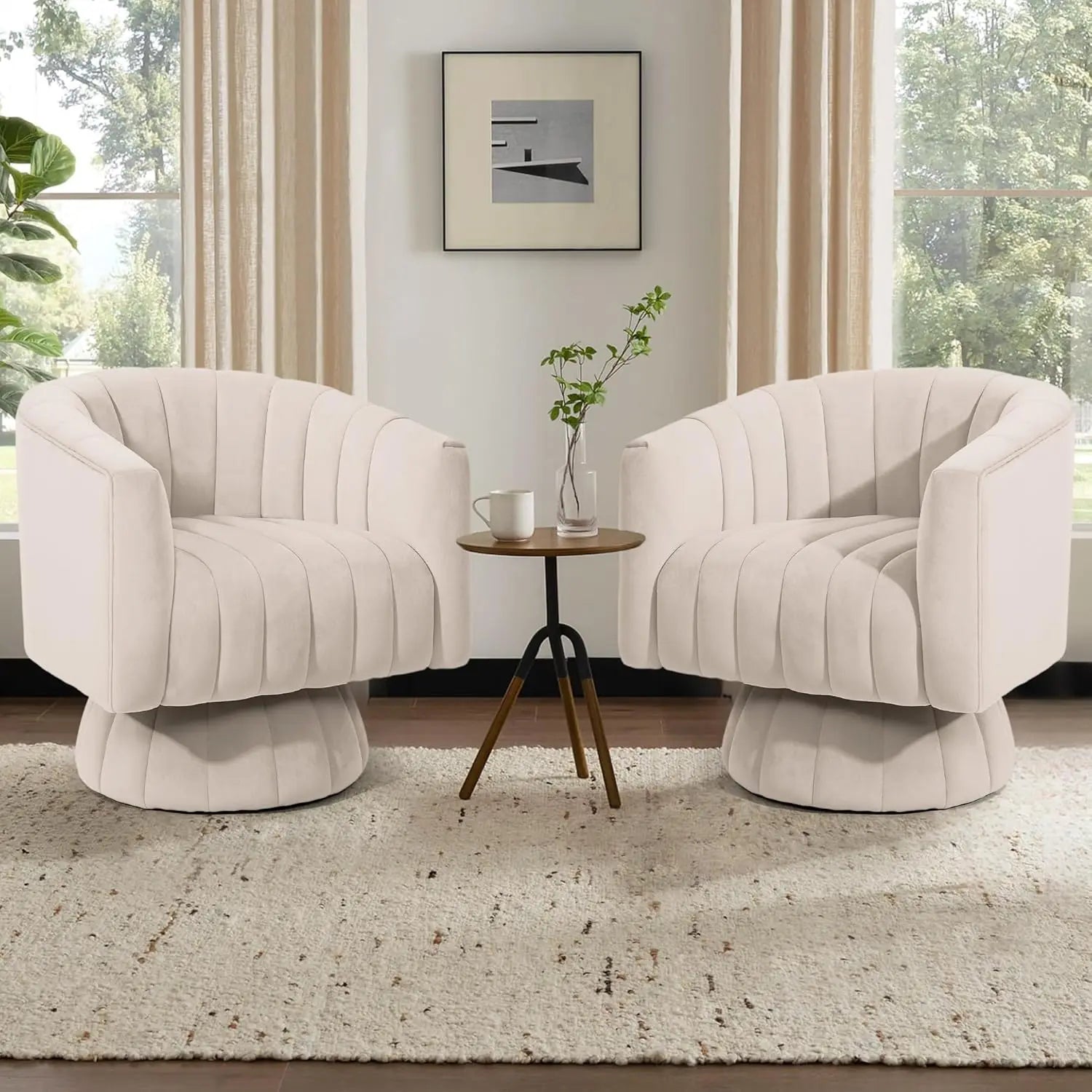 360° Swivel Accent Chair/ Armrest Set of 2