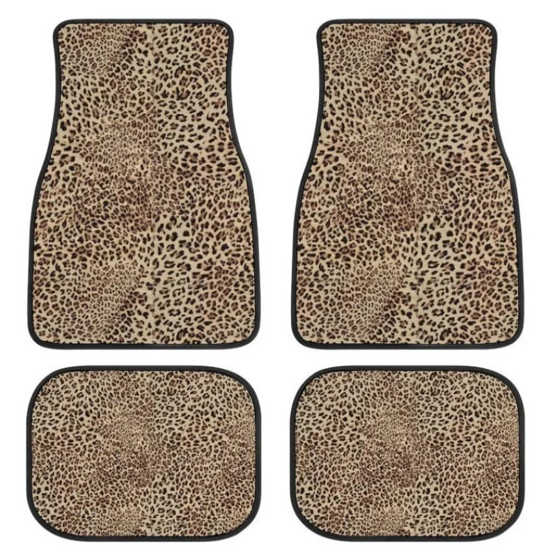 Leopard Print Car Floor Mats Set