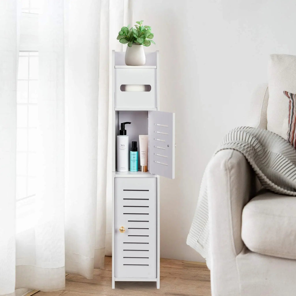 White Storage Column Cabinet