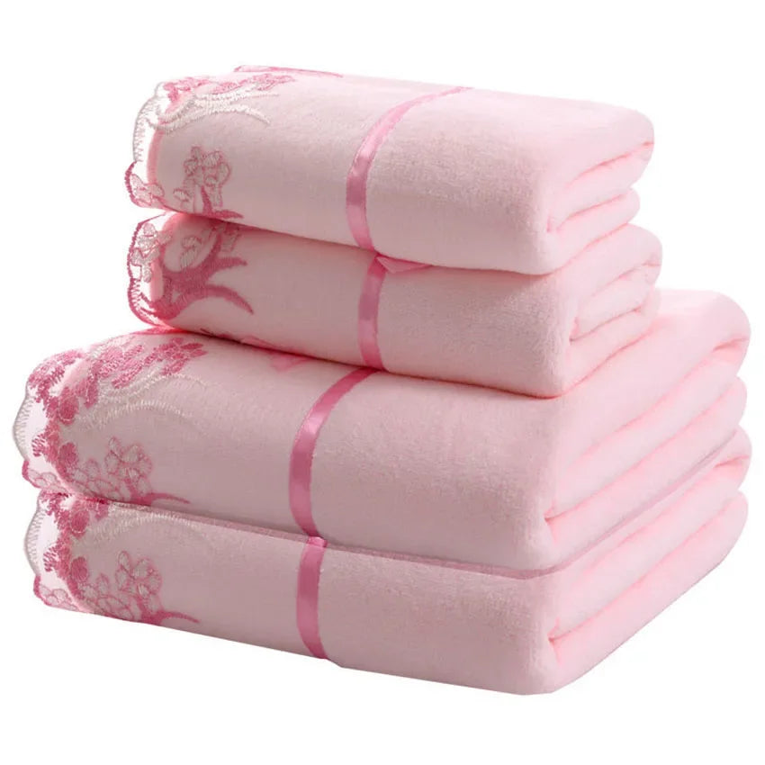 Lace Embroidered Towel Set