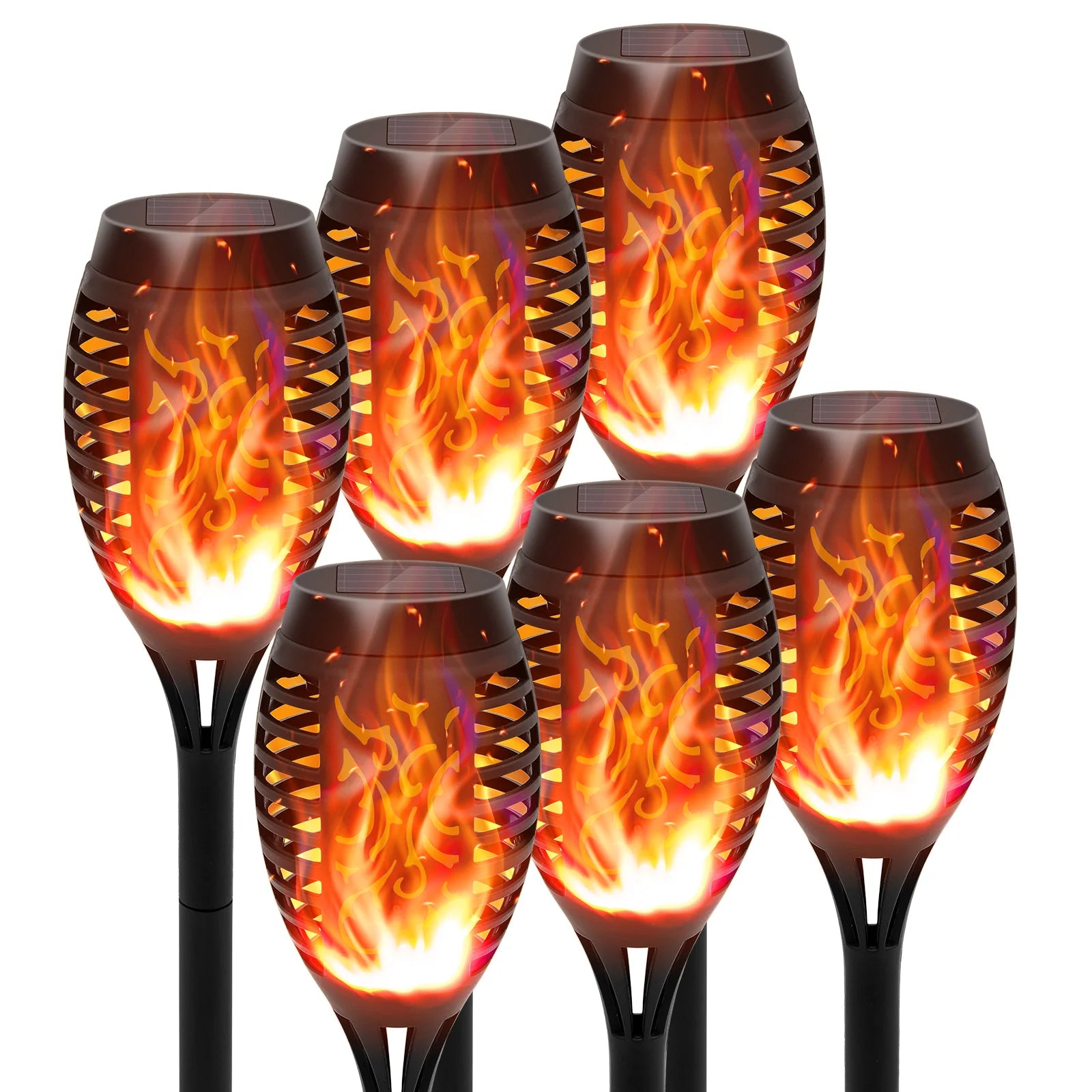 4/6/812Pcs Solar Torch Lights, Flickering Flame Waterproof