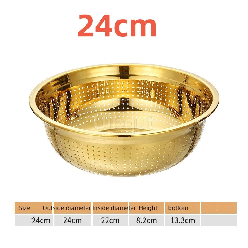 Round Golden Stainless Steel Colander