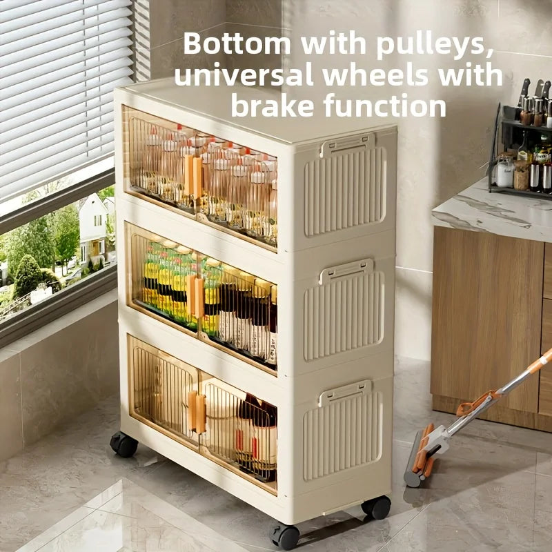3/4/5-Tier Foldable Cabinet - Plastic Lidded Storage Box