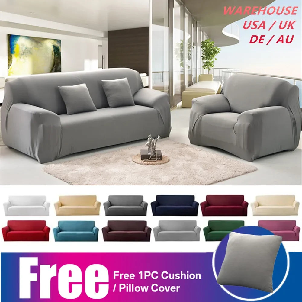 Solid Color Sofa Covers, Elastic