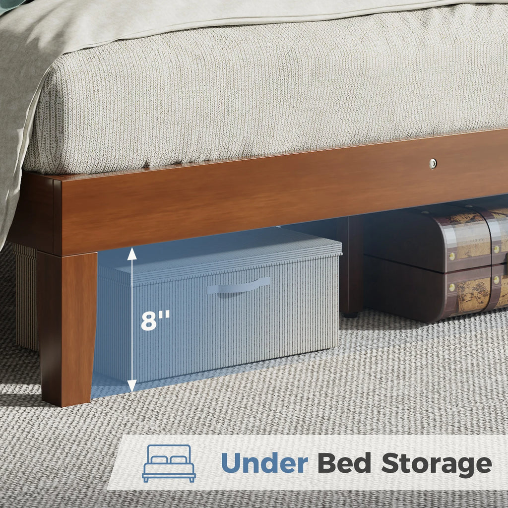 Wood Bed Frame / Headboard Natural Wooden Base