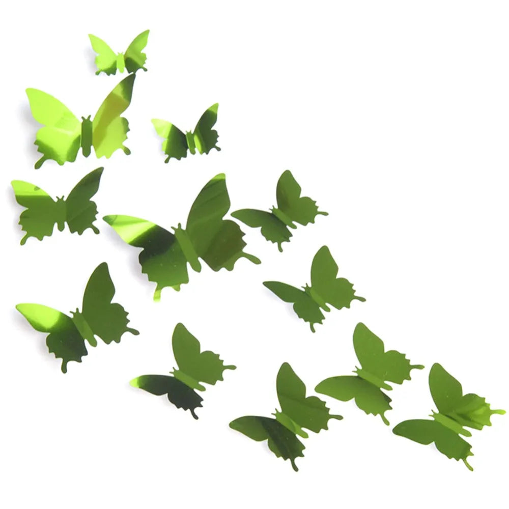 12pcs 3D Butterfly Mirror Wall Decal