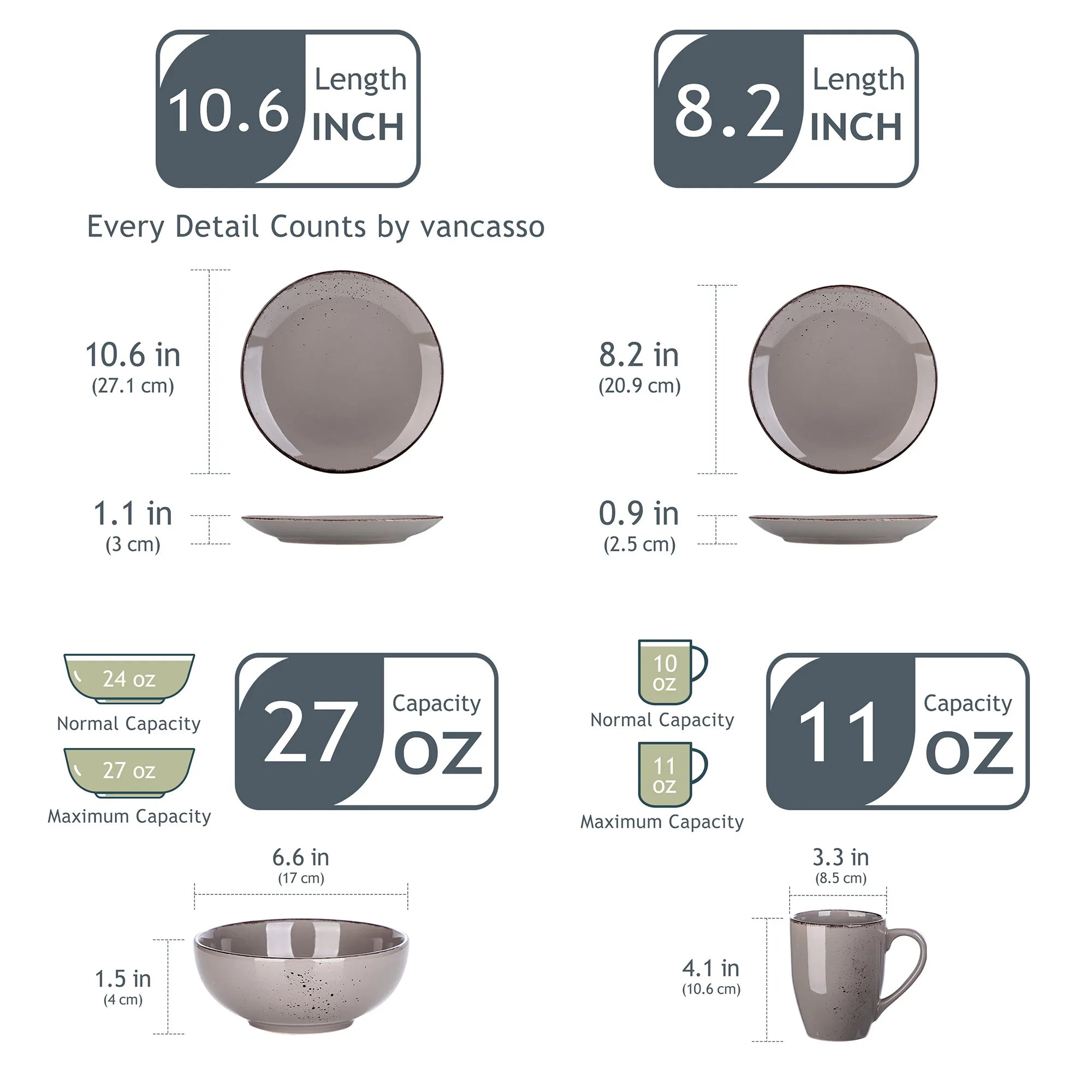 Grey 16/32/48-Piece Ceramic Set