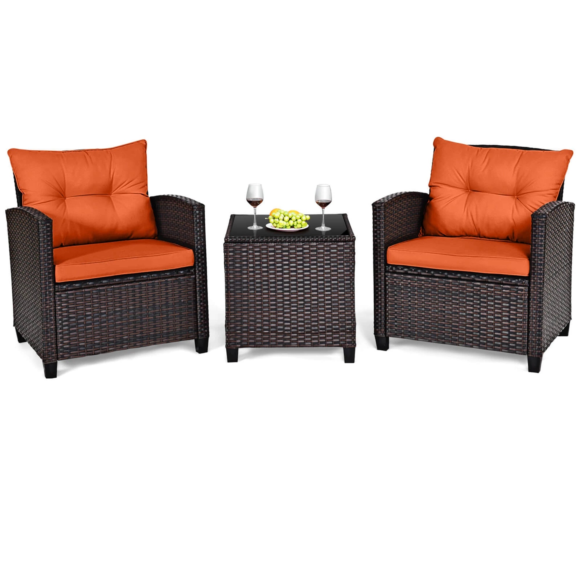 3 PC Patio Rattan Set