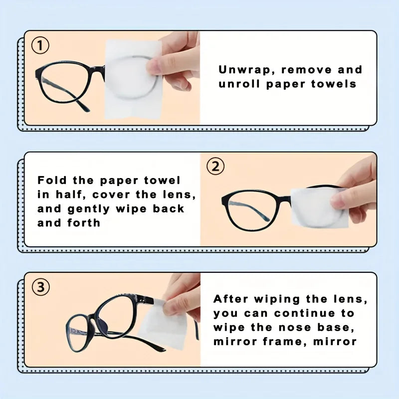 100 Disposable Eyeglass Cleaning Wipes