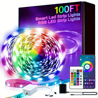 100FT  LED Strips Set/ 24-key Remote Control