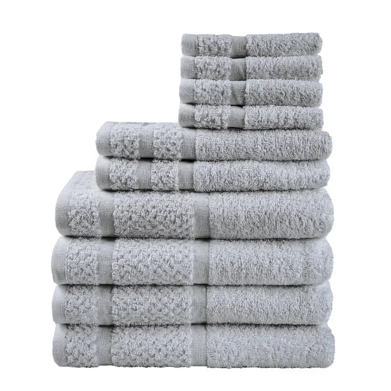 10 Piece Towel Set, Grey