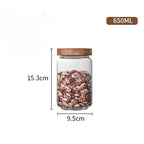 Wood Lid Glass Airtight Canister Set
