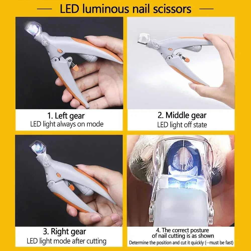 Professional Pet Nail Clipper Scissors, LED Light